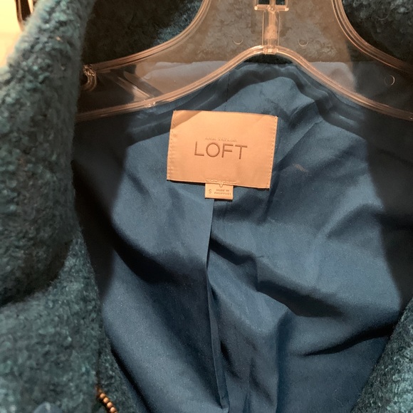 NWOT | LOFT Turquoise Teal Blue Boucle Wool Coat - Picture 7 of 8